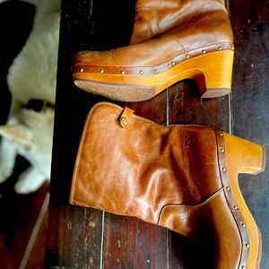 UGG leather, lambswool interior fold down boot.